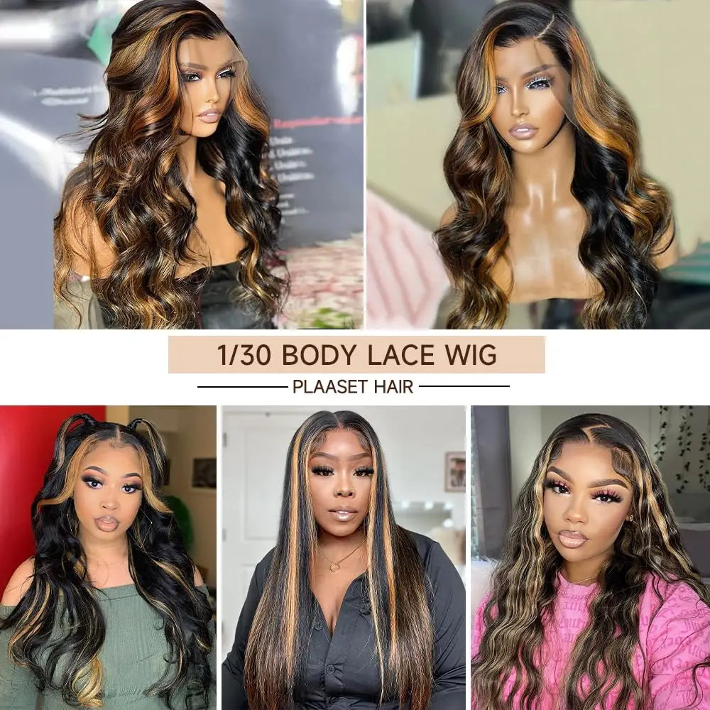 1B/30 Body Wave Highlight Wig Human Hair 13x4 Hd Lace Frontal Wigs Brazilian Preplucked Ombre Colored Wigs Human Hair For Women