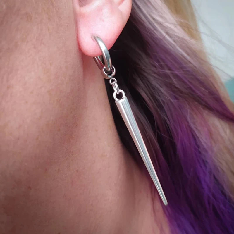 Large Spike Huggie Hoop Earrings – Gothic Punk Style for Men & Women | Edgy Alternative Jewelry