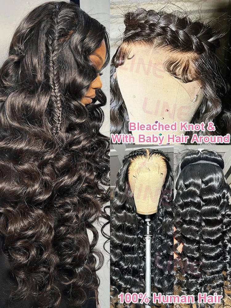 Loose Deep Wave 13x6 HD Lace Frontal Wig Human Hair Brazilian 40 Inch Curly Wigs 360 Full Lace Front Human Hair Wig Pre Plucked