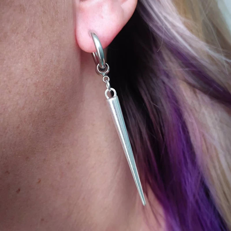 Large Spike Huggie Hoop Earrings – Gothic Punk Style for Men & Women | Edgy Alternative Jewelry