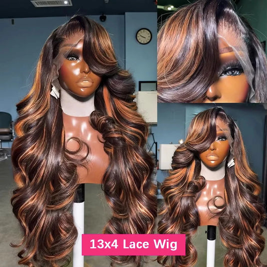 1B/30 Body Wave Highlight Wig Human Hair 13x4 Hd Lace Frontal Wigs Brazilian Preplucked Ombre Colored Wigs Human Hair For Women