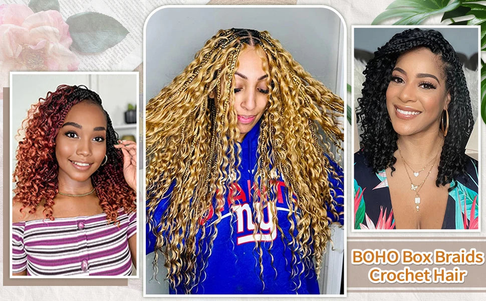 12 Inch Goddess Box Braids Crochet Hair Synthetic Bohemian Boho Crochet Box Braids With Curl Ends Box Braids Hair Extensions