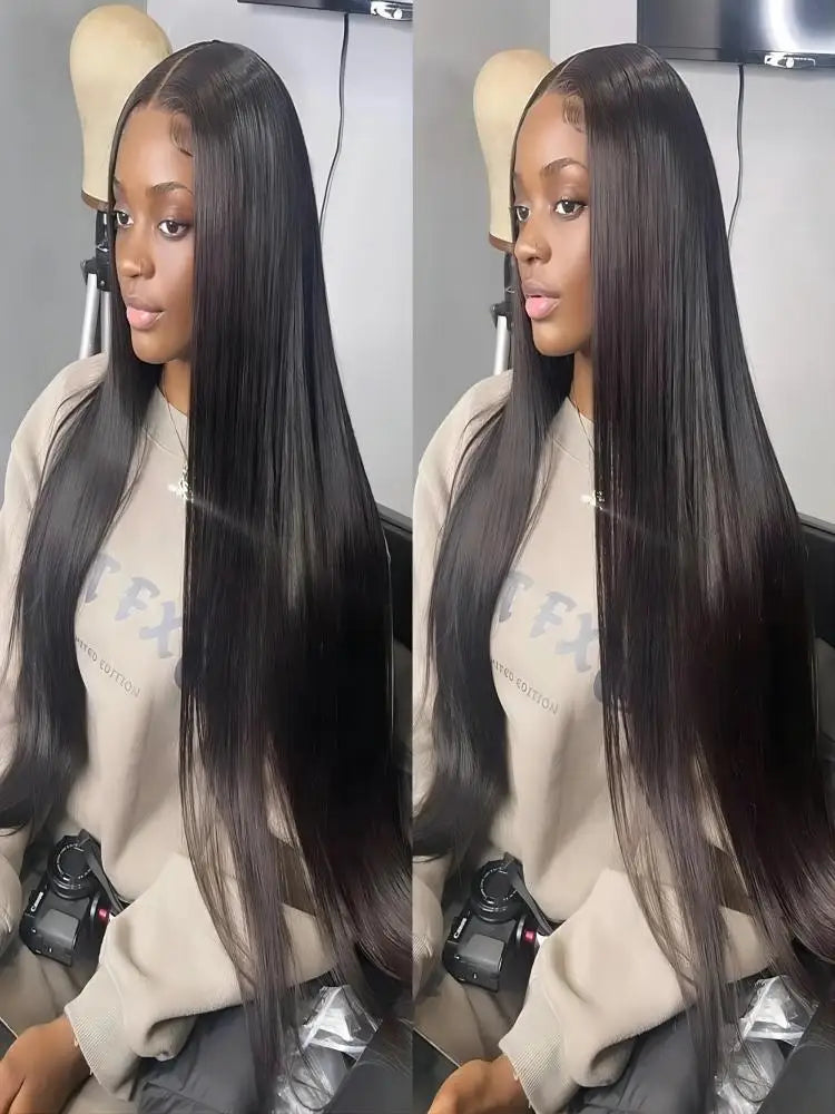 40 46 Inch 13x4 13x6 HD Transparent Bone Straight Lace Front Wigs 200 Density Brazilian Human Hair Wigs For Women