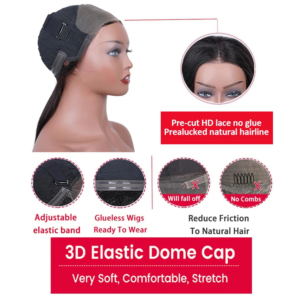 250 Density Straight 13x6 HD Black Lace Frontal Wigs 5x5 Glueless 30 40 Inch 13x4 Lace Front Human Hair Wig Bone Closure Wear Go