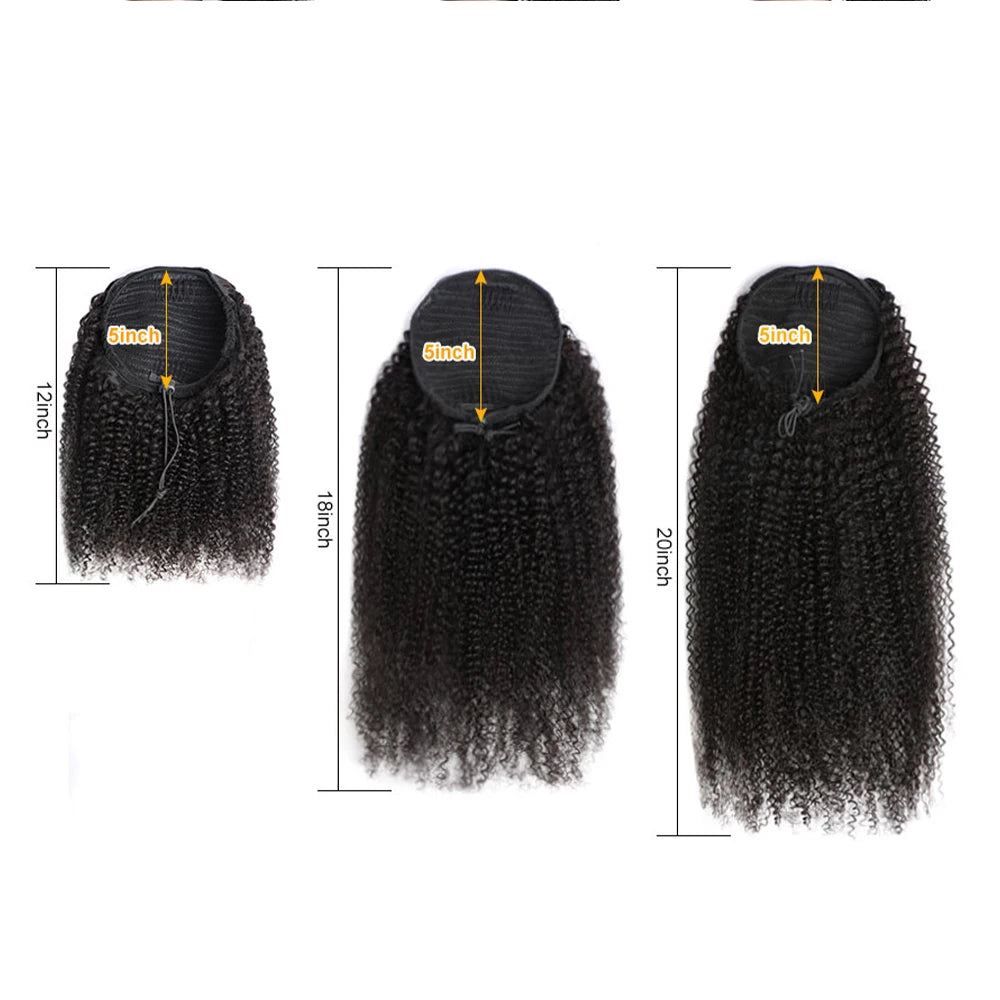Maxine Afro Kinky Curly Drawstring Ponytail Hair Extensions Indian 100% Remy Human Hair Afro Curly Clip in Human Hair Extensions