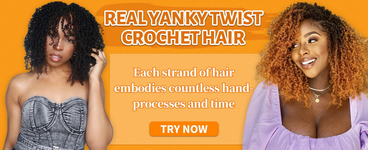 Yanky Twist Crochet Hair Fluffy Spring Mini Twist Passion Twist Ombre Brown Pre-Looped Crochet Braids Braiding Hair