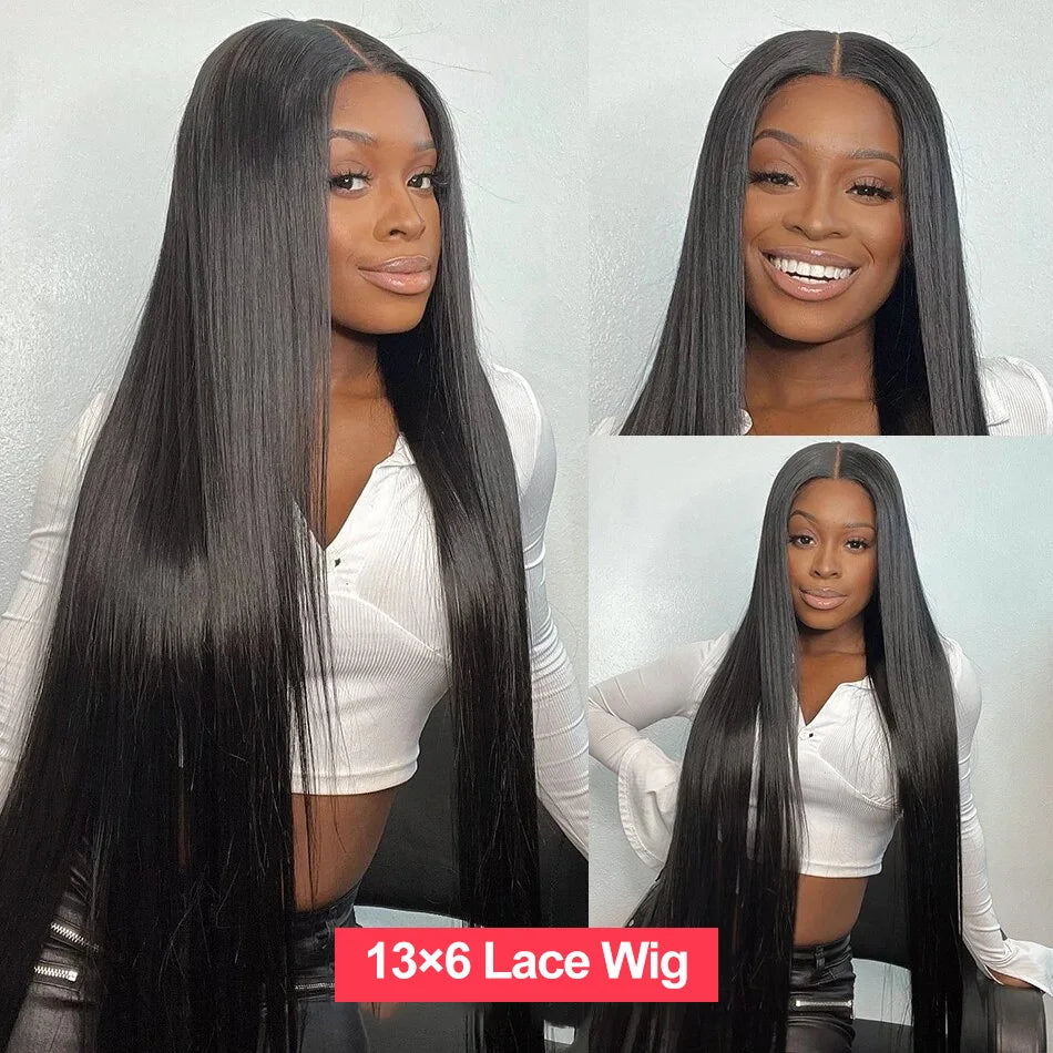 250 Density Straight 13x6 HD Black Lace Frontal Wigs 5x5 Glueless 30 40 Inch 13x4 Lace Front Human Hair Wig Bone Closure Wear Go