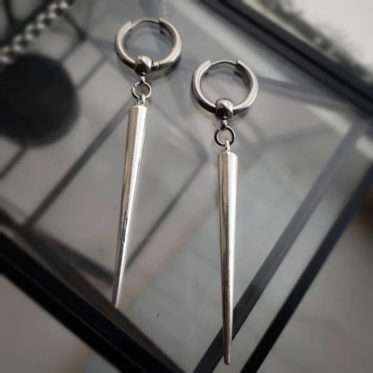 Large Spike Huggie Hoop Earrings – Gothic Punk Style for Men & Women | Edgy Alternative Jewelry