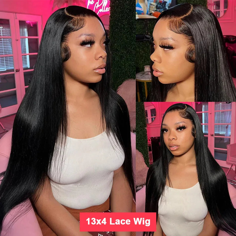 250 Density Straight 13x6 HD Black Lace Frontal Wigs 5x5 Glueless 30 40 Inch 13x4 Lace Front Human Hair Wig Bone Closure Wear Go