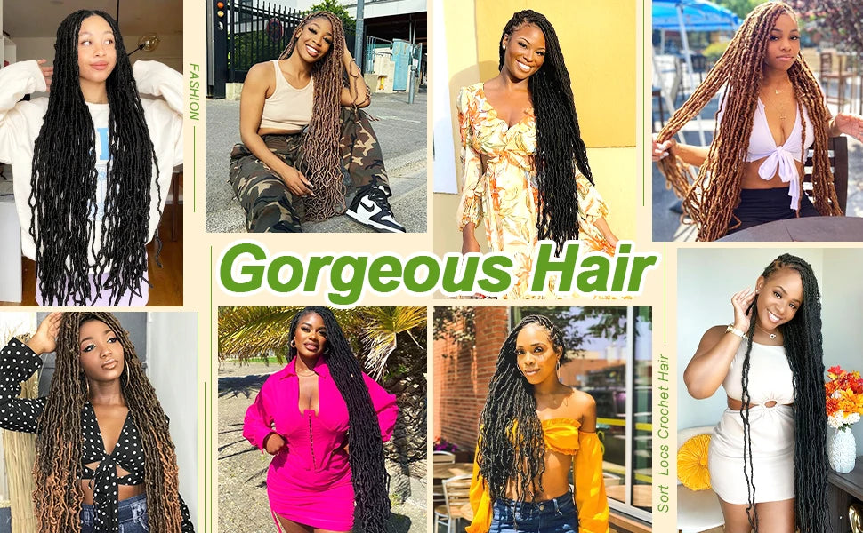 Karida 36 Inch Faux Locs Crochet Hair Extensions For Women Synthetic Soft Locs Crochet Braids Dreadlocks Hair Extensions