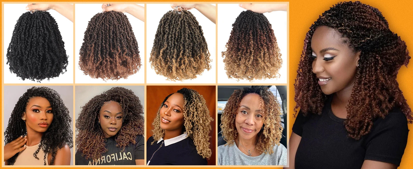 Yanky Twist Crochet Hair Fluffy Spring Mini Twist Passion Twist Ombre Brown Pre-Looped Crochet Braids Braiding Hair
