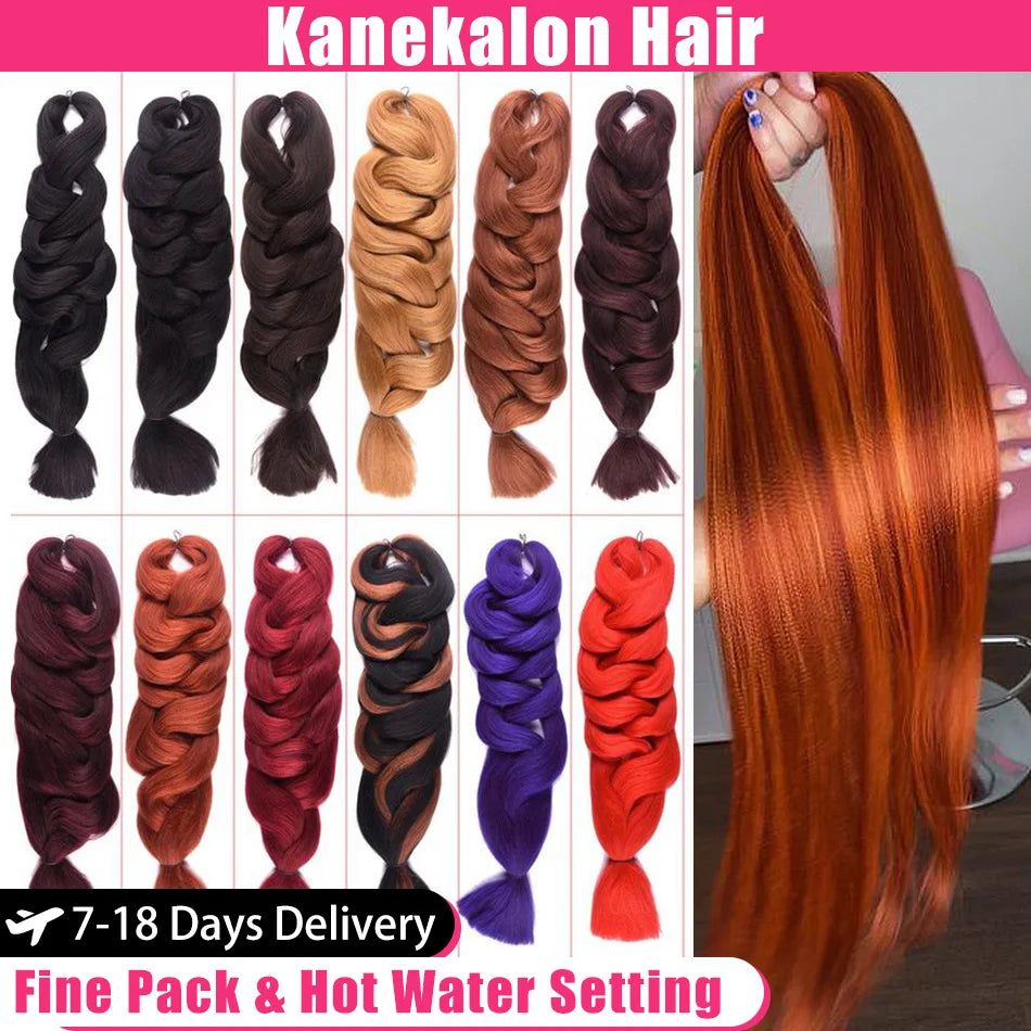 Fluffy Xpression Braiding Hair Crochet Hair Extensions For Women Kanekalon Pre Stretched Jumbo Braids Synthetic Hair Bundles