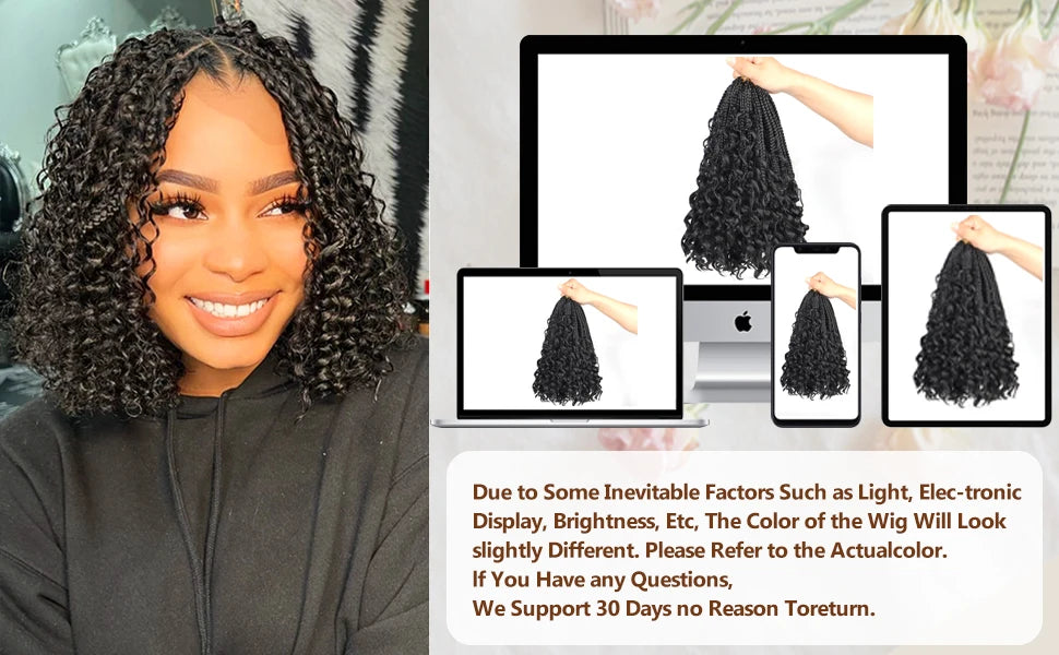 12 Inch Goddess Box Braids Crochet Hair Synthetic Bohemian Boho Crochet Box Braids With Curl Ends Box Braids Hair Extensions