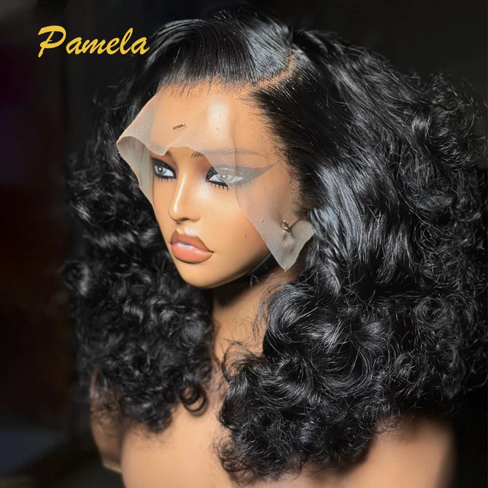 Super Double Drawn 13x4 Loose Deep Wave Wig 250% High Density 360 Transparent Lace Frontal Human Hair Glueless Wig Ready To Wear