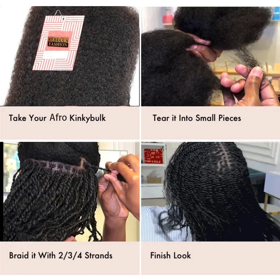 QVR Affordable Afro Kinky Bulk Human Hair 99J Burgundy Color For Braiding DreadLock – Natural Look, Soft Hair, Heat-Resistant