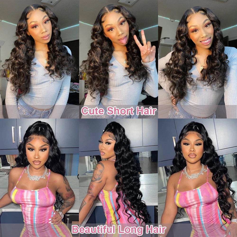 Loose Deep Wave 13x6 HD Lace Frontal Wig Human Hair Brazilian 40 Inch Curly Wigs 360 Full Lace Front Human Hair Wig Pre Plucked