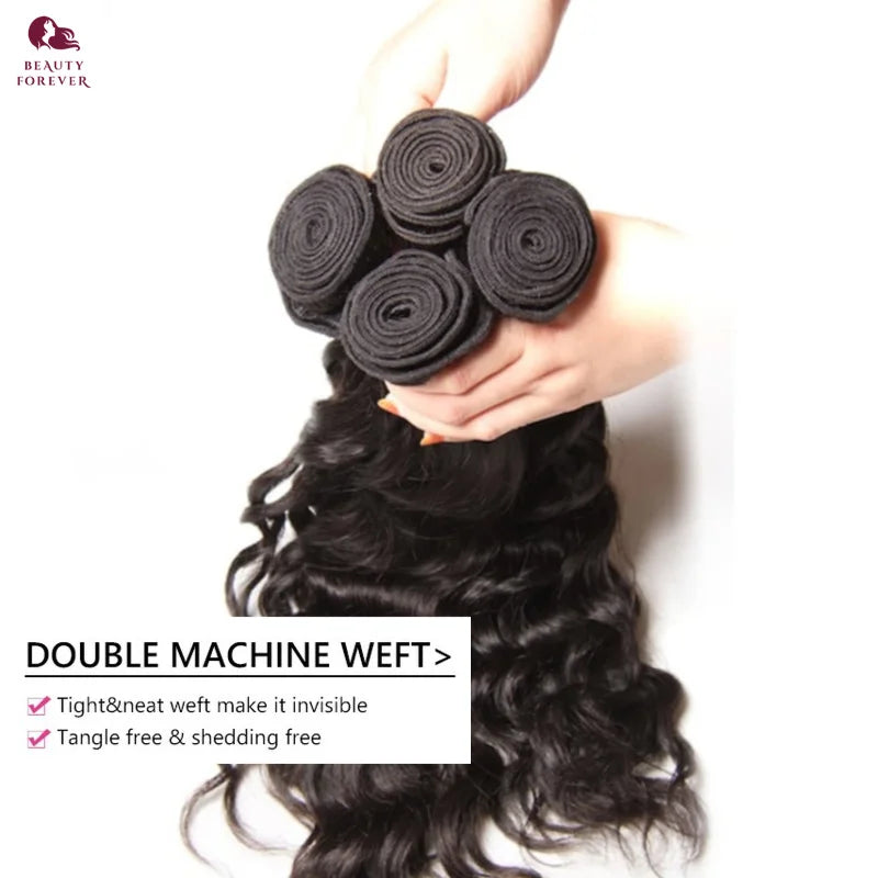 Beautyforever Natural Wave Virgin Human Hair Bundles Brazilian Wavy Hair Weaves 2/3 Bundles Raw Hair Weaving