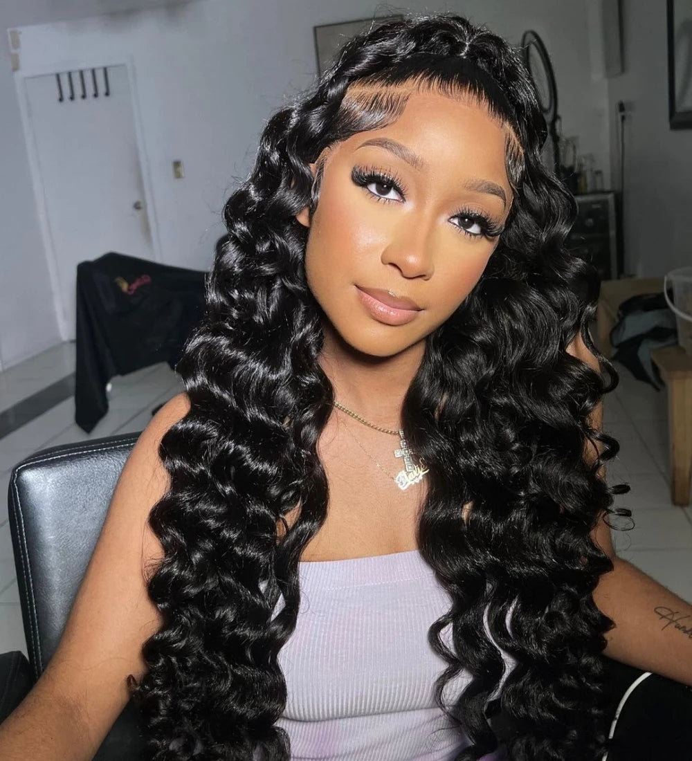 Loose Deep Wave 13x6 HD Lace Frontal Wig Human Hair Brazilian 40 Inch Curly Wigs 360 Full Lace Front Human Hair Wig Pre Plucked