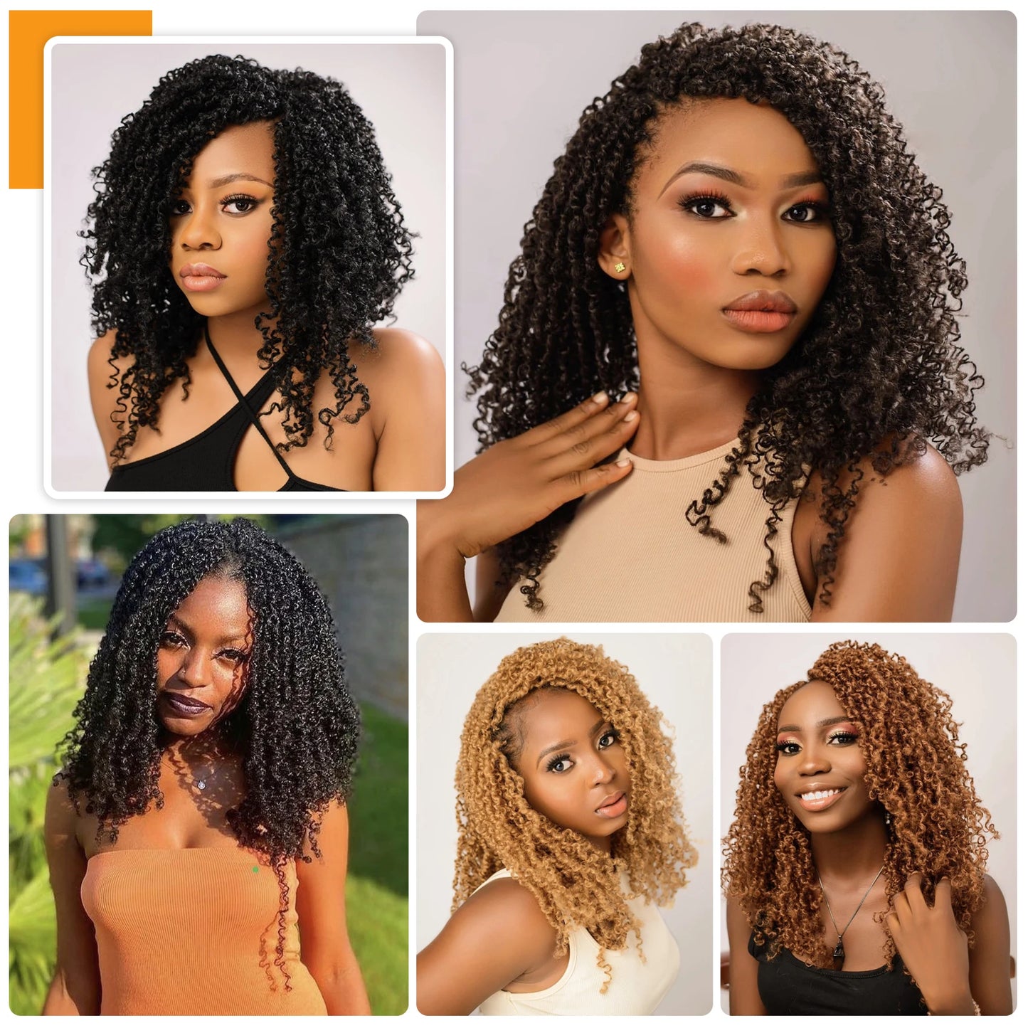 Yanky Twist Crochet Hair Fluffy Spring Mini Twist Passion Twist Ombre Brown Pre-Looped Crochet Braids Braiding Hair