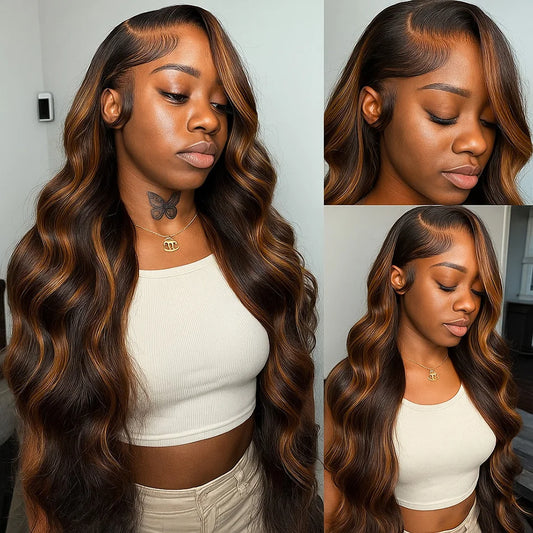 1B/30 Body Wave Highlight Wig Human Hair 13x4 Hd Lace Frontal Wigs Brazilian Preplucked Ombre Colored Wigs Human Hair For Women