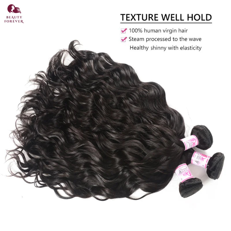 Beautyforever Natural Wave Virgin Human Hair Bundles Brazilian Wavy Hair Weaves 2/3 Bundles Raw Hair Weaving