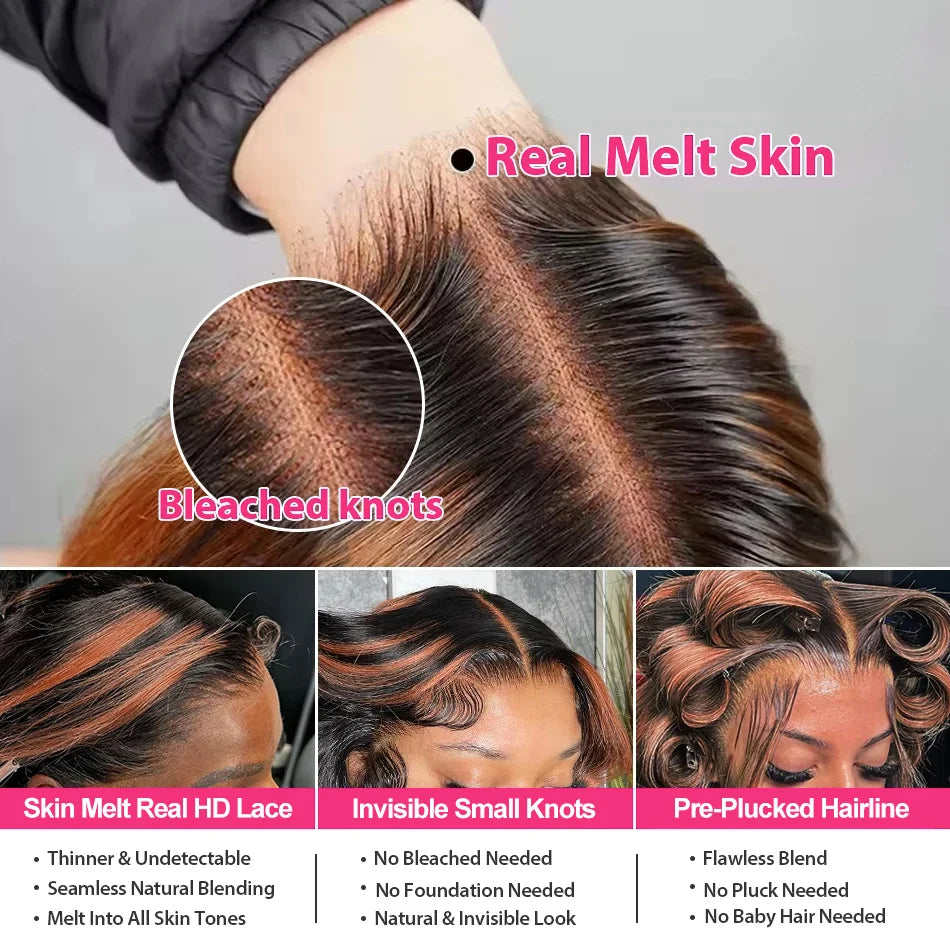 1B/30 Body Wave Highlight Wig Human Hair 13x4 Hd Lace Frontal Wigs Brazilian Preplucked Ombre Colored Wigs Human Hair For Women