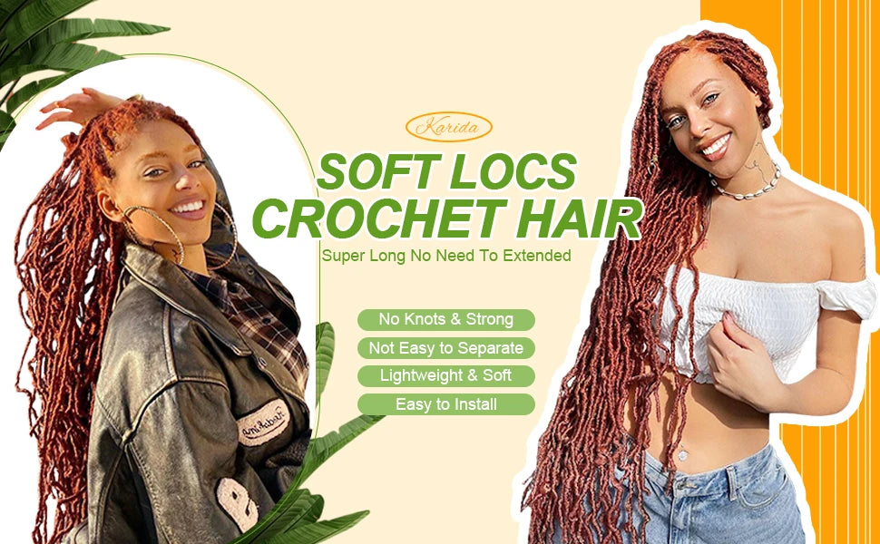 Karida 36 Inch Faux Locs Crochet Hair Extensions For Women Synthetic Soft Locs Crochet Braids Dreadlocks Hair Extensions