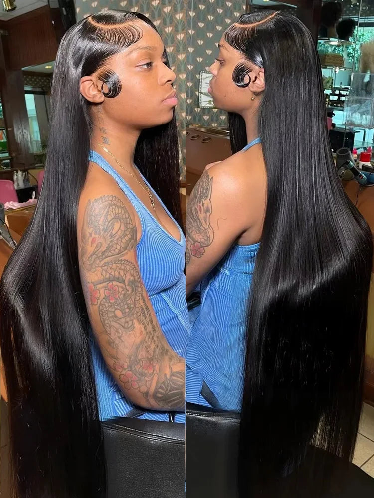 250 Density Straight 13x6 HD Black Lace Frontal Wigs 5x5 Glueless 30 40 Inch 13x4 Lace Front Human Hair Wig Bone Closure Wear Go