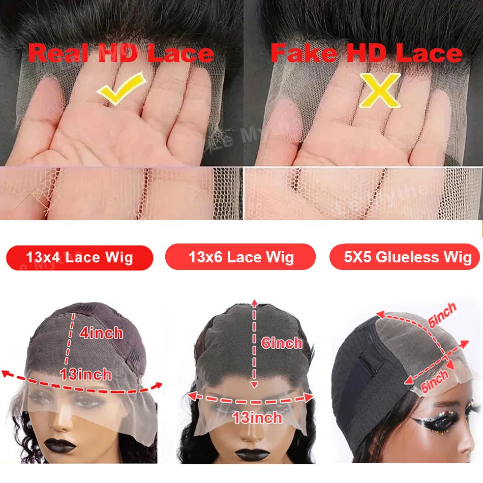 250 Density Straight 13x6 HD Black Lace Frontal Wigs 5x5 Glueless 30 40 Inch 13x4 Lace Front Human Hair Wig Bone Closure Wear Go