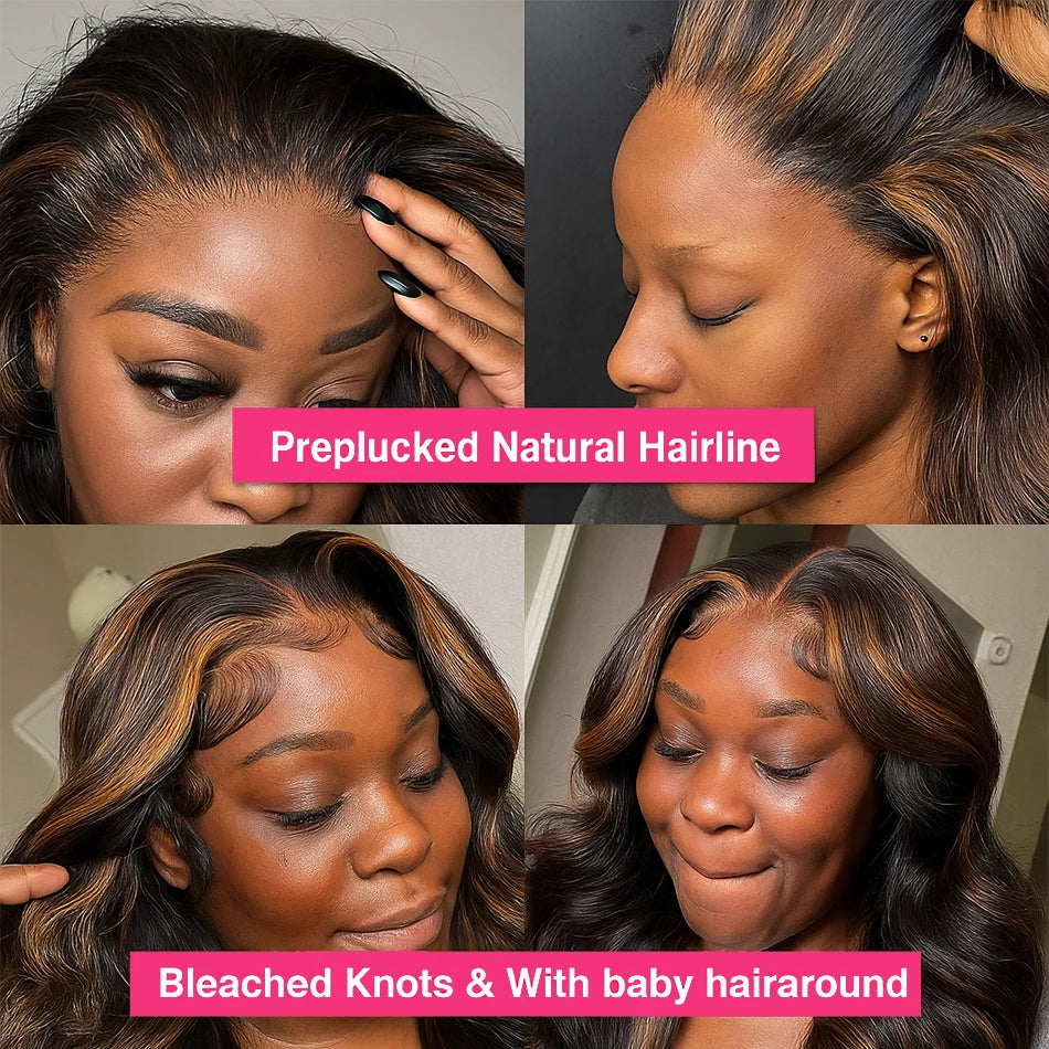 1B/30 Body Wave Highlight Wig Human Hair 13x4 Hd Lace Frontal Wigs Brazilian Preplucked Ombre Colored Wigs Human Hair For Women
