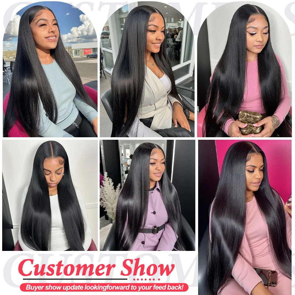 250 Density Straight 13x6 HD Black Lace Frontal Wigs 5x5 Glueless 30 40 Inch 13x4 Lace Front Human Hair Wig Bone Closure Wear Go