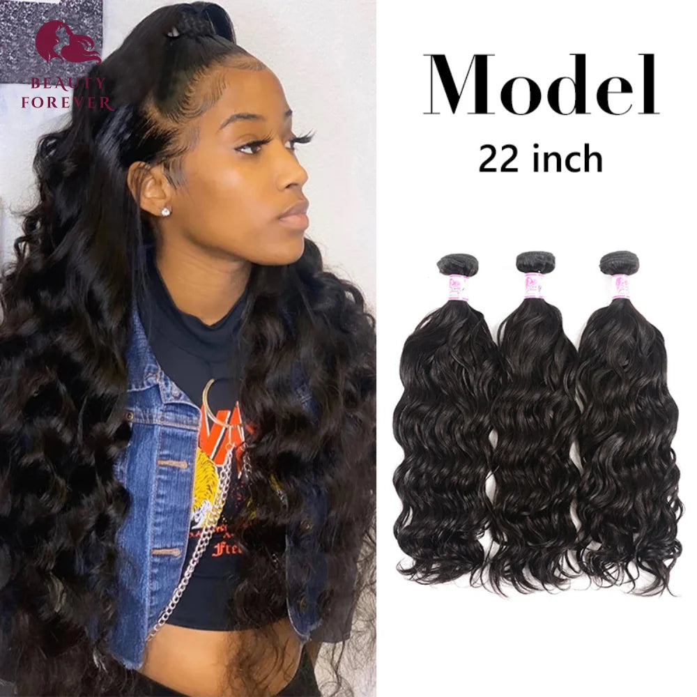 Beautyforever Natural Wave Virgin Human Hair Bundles Brazilian Wavy Hair Weaves 2/3 Bundles Raw Hair Weaving