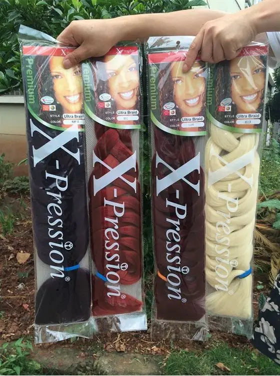 Fluffy Xpression Braiding Hair Crochet Hair Extensions For Women Kanekalon Pre Stretched Jumbo Braids Synthetic Hair Bundles