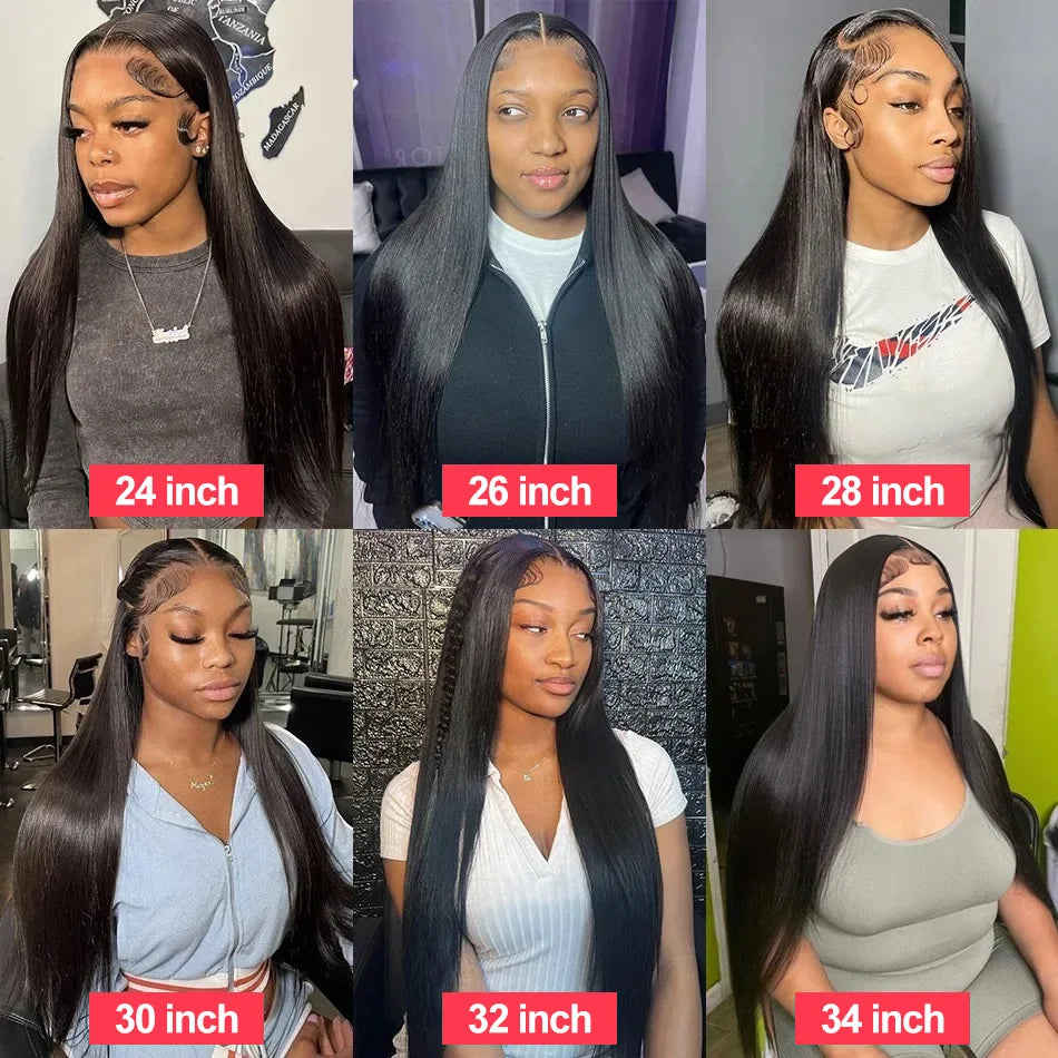 250 Density Straight 13x6 HD Black Lace Frontal Wigs 5x5 Glueless 30 40 Inch 13x4 Lace Front Human Hair Wig Bone Closure Wear Go