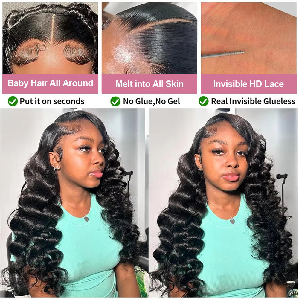 Loose Deep Wave 13x6 HD Lace Frontal Wig Human Hair Brazilian 40 Inch Curly Wigs 360 Full Lace Front Human Hair Wig Pre Plucked