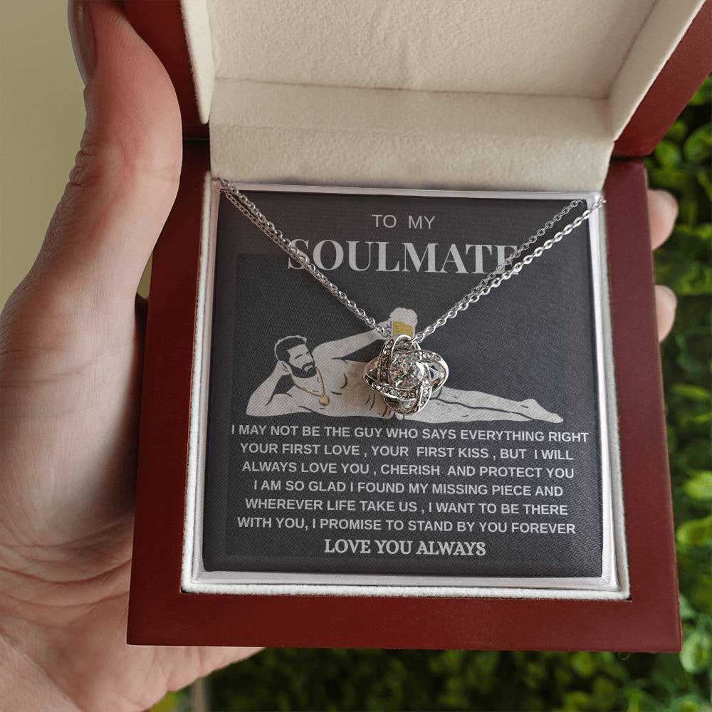 Soulmate Love Knot Necklace | Romantic Gift for Her | White Gold Jewelry