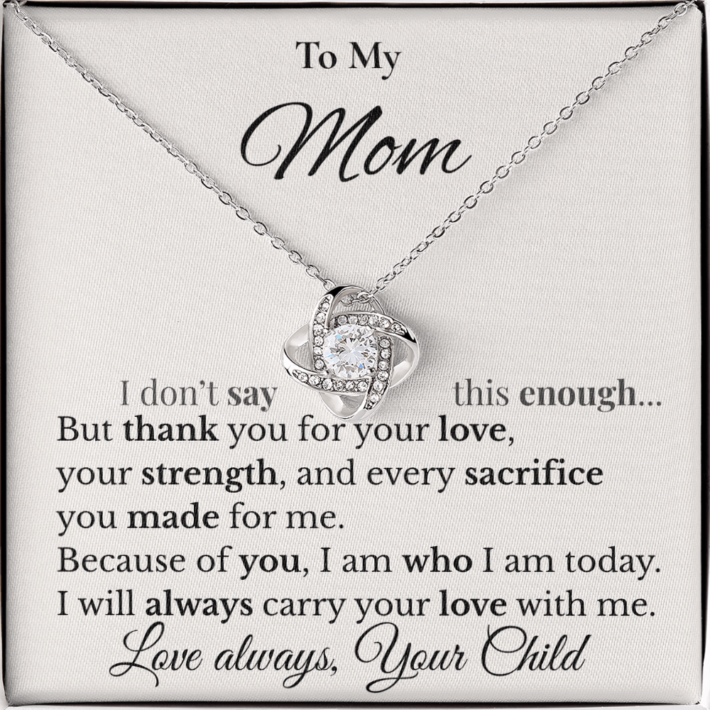To My Mom Love Knot Necklace from Daughter