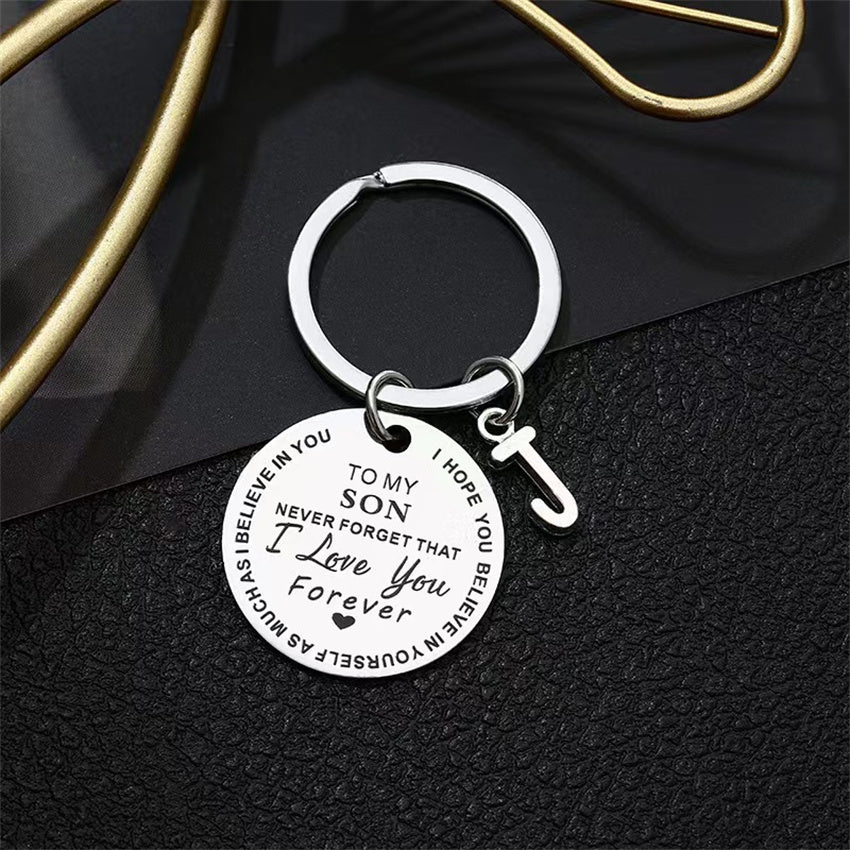 Stainless Steel Engraved Keychain Inspirational Gift For Son/ Daughter Keyring Ornament Bag Purse Charm Accessories