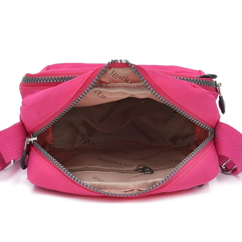 Waterproof Shoulder Bag, Women's Nylon Square Purse, Lightweight Crossbody Bag With Multi Pockets