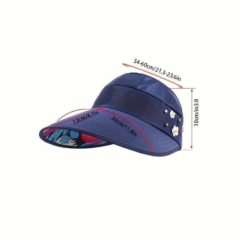 Womens Summer Sun Hat - Premium UV Shield, Stylishly Versatile, Travel-Friendly Foldable Design, Wide Brim for Optimal Shade, Chic Floral Lining, Adjustable with Flower Accent