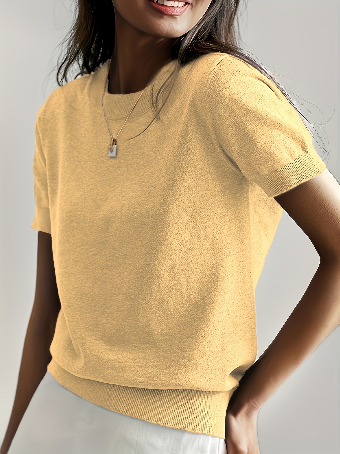 Womens Valentines Day Charm - Lightweight Crew Neck Sweater with Short Sleeves - Perfect for Spring & Summer Romance - Versatile Casual Wear
