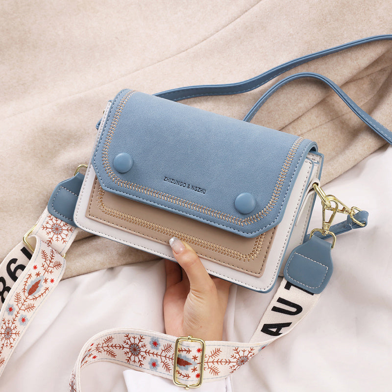 Vibrant Colorblock Square Bag - Stylish Stitch Detail Flap, Wide Comfortable Strap, Trendy Crossbody Design, Casual Shoulder Purse for Daily Use