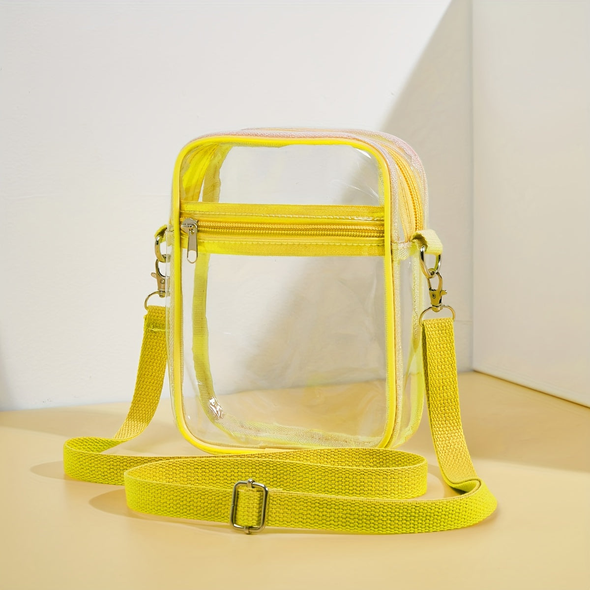 Stylish Mini Clear Crossbody Bag - Trendy PVC Square Phone Purse with Zipper Closure, Adjustable Shoulder Strap, and Spacious Interior - Perfect for Beach, Travel, and Daily Use (5.9*7.4*1.9) Inch