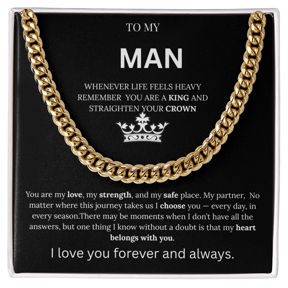 To My Man – King Crown Cuban Chain Necklace Gift