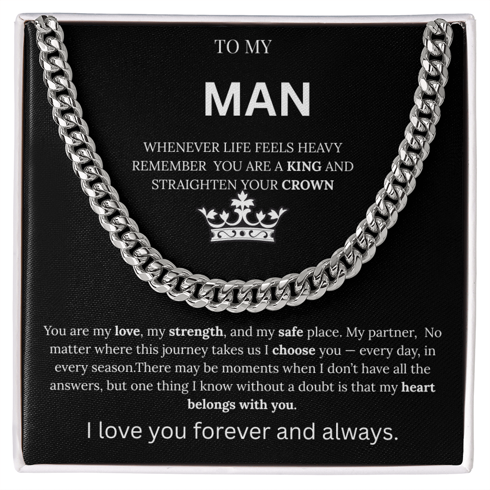 To My Man – King Crown Cuban Chain Necklace Gift