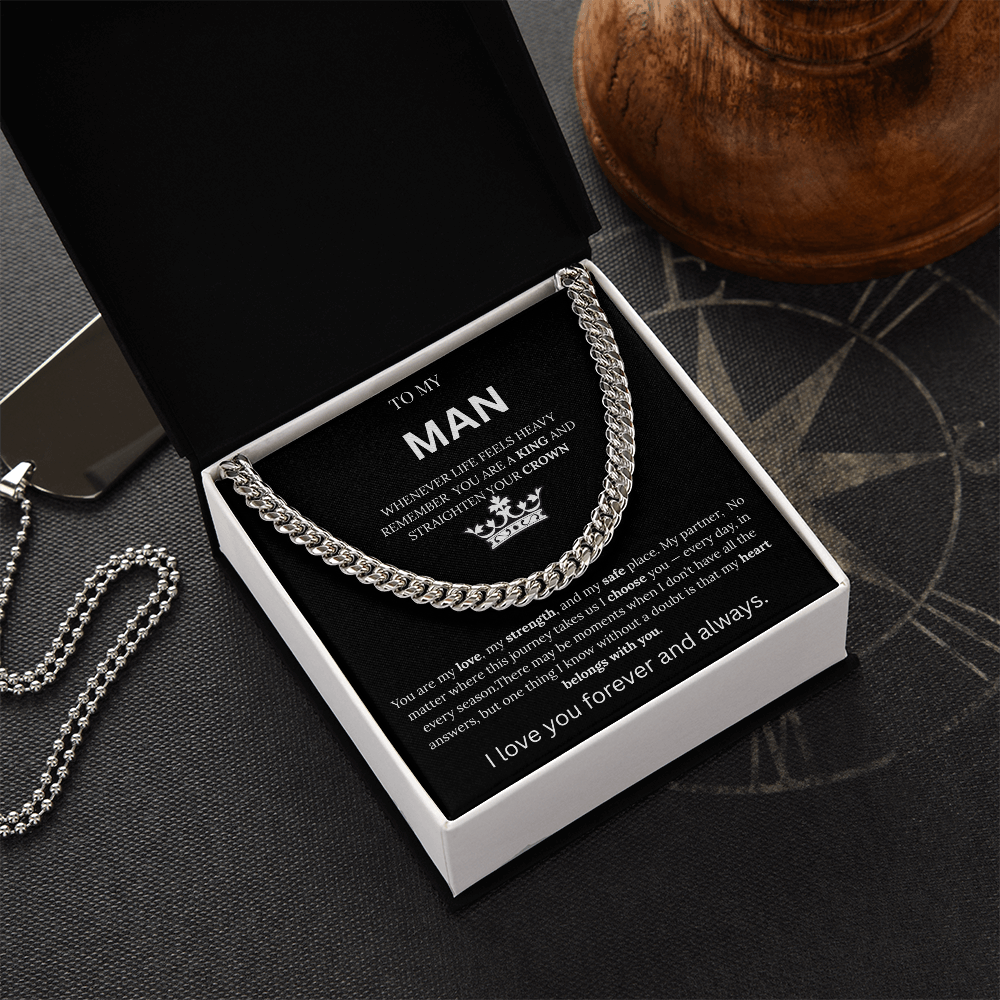 To My Man – King Crown Cuban Chain Necklace Gift