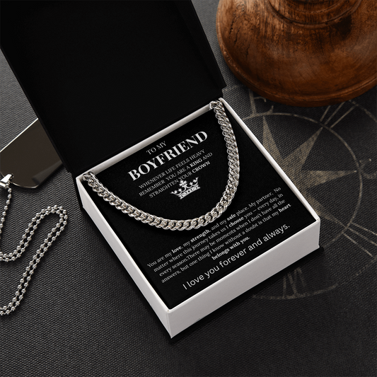 To My Boyfriend– King Crown Cuban Chain Necklace Gift Vehaven