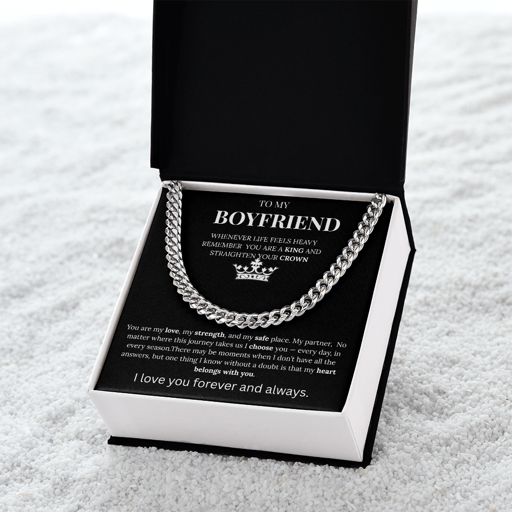 To My Boyfriend– King Crown Cuban Chain Necklace Gift Vehaven