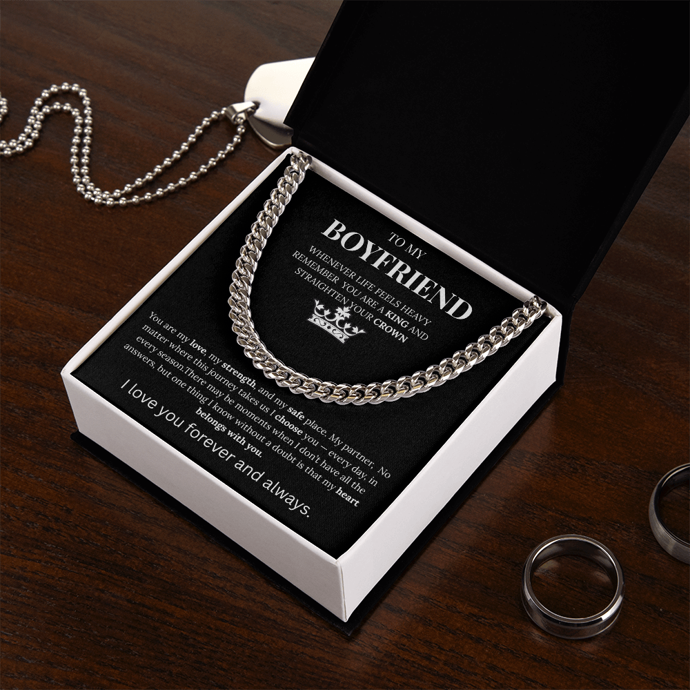 To My Boyfriend– King Crown Cuban Chain Necklace Gift Vehaven