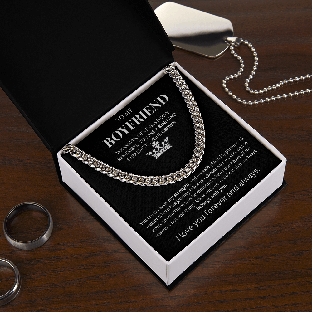 To My Boyfriend– King Crown Cuban Chain Necklace Gift Vehaven